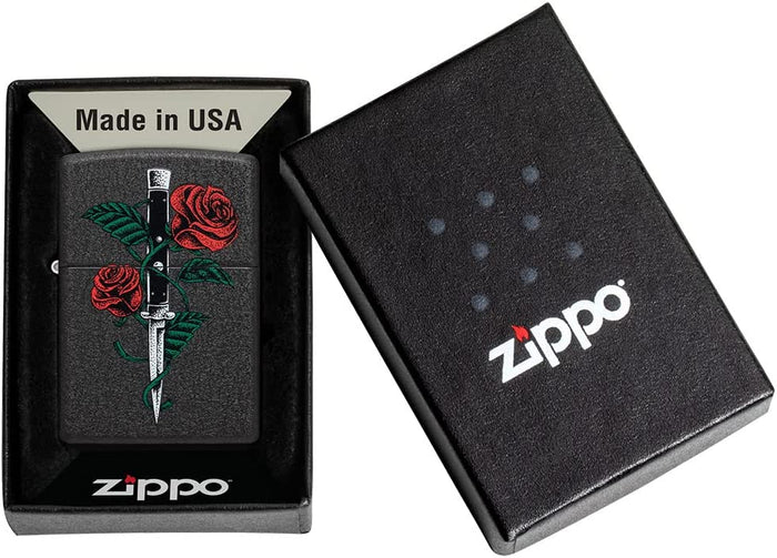 Zippo Tatoo Rosa Pugnale Nero Unisex 3