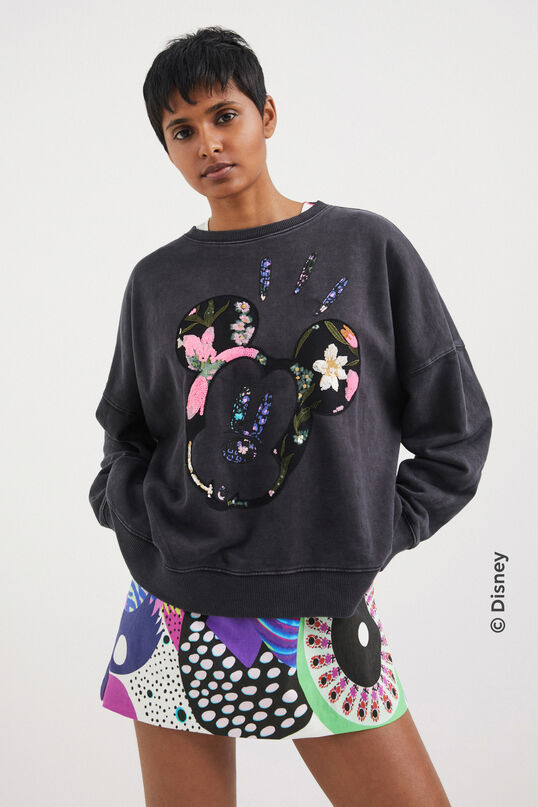 Desigual Sweatshirt Disney Mickey Mouse Flower Mickey Paillettes Multicolor Women