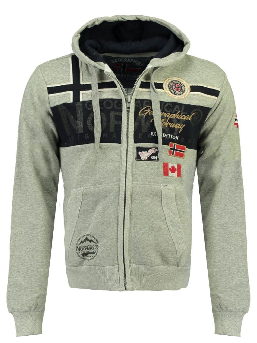 Geographical Norway felpa Garadock Cappuccio Misto Cotone Outdoor Grigio Uomo