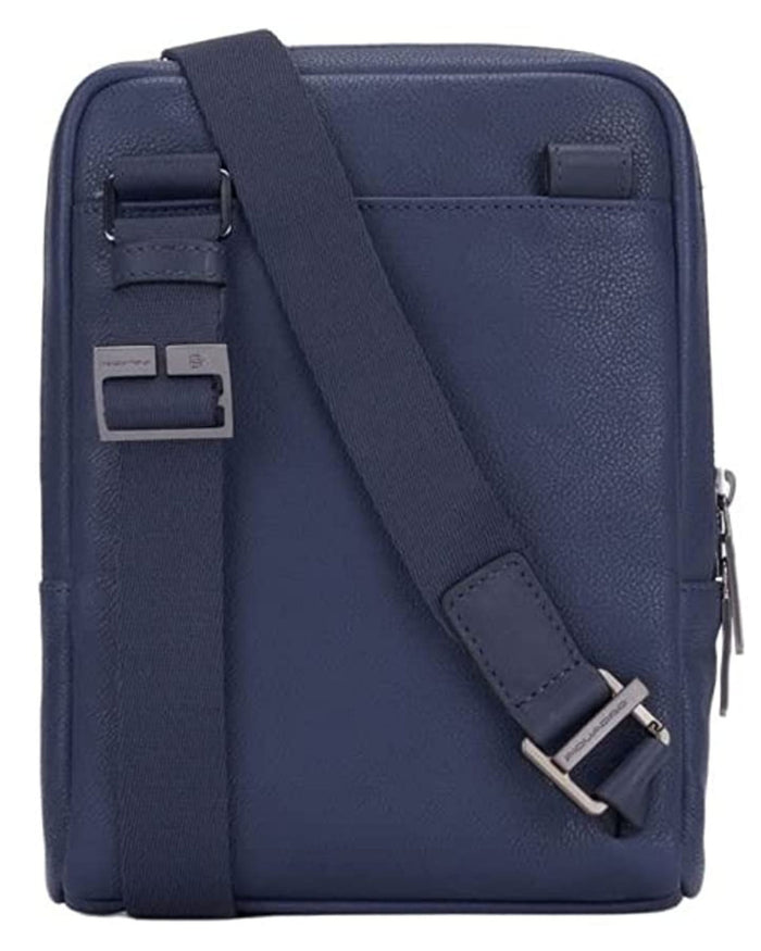 Piquadro Cross Over Borsa A Tracolla Unisex Donna Nylon E Pelle Blu Uomo 3