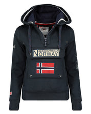 Geographical Norway Hoodie With Hood Central Pocket With Zip Blue Women
