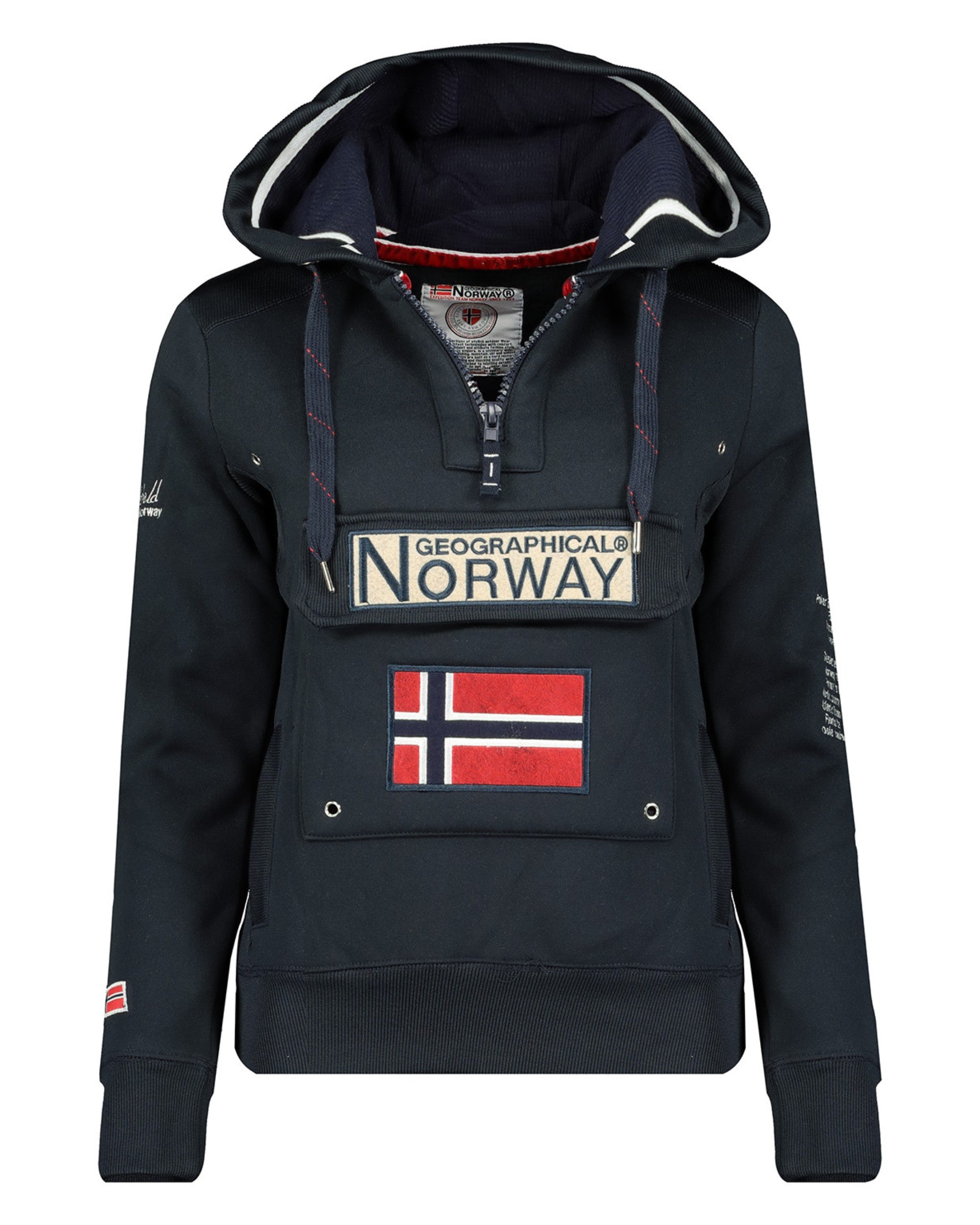 Geographical Norway Hoodie With Hood Central Pocket With Zip Blue Women