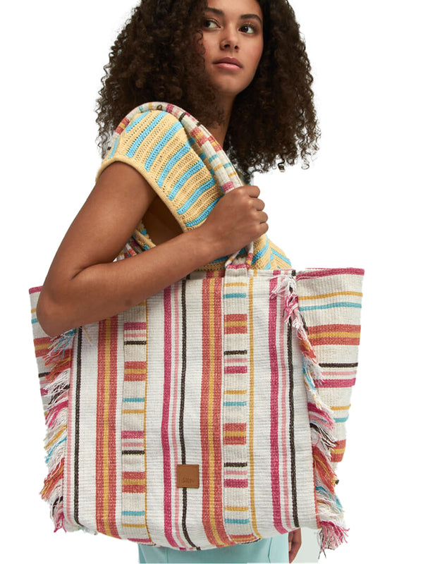 Surkana Shopper Striped Fringes Multicolor Women