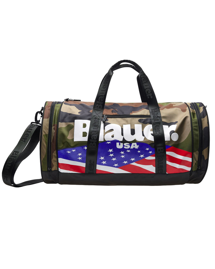 Blauer Nylon Duffle Bag Borsa Viaggio Palestra Tempo Libero Pattern Uomo 1