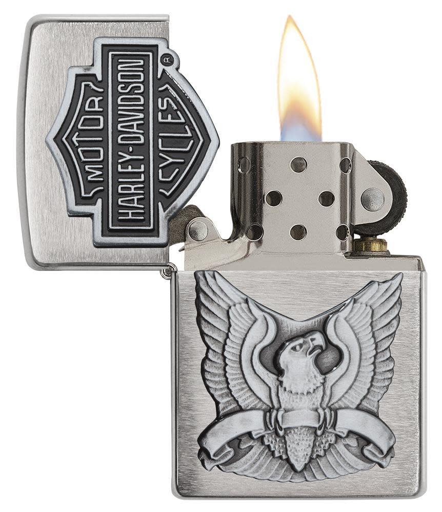 Zippo Harley Davidson Placca Cromo Spazzolato Argento Unisex