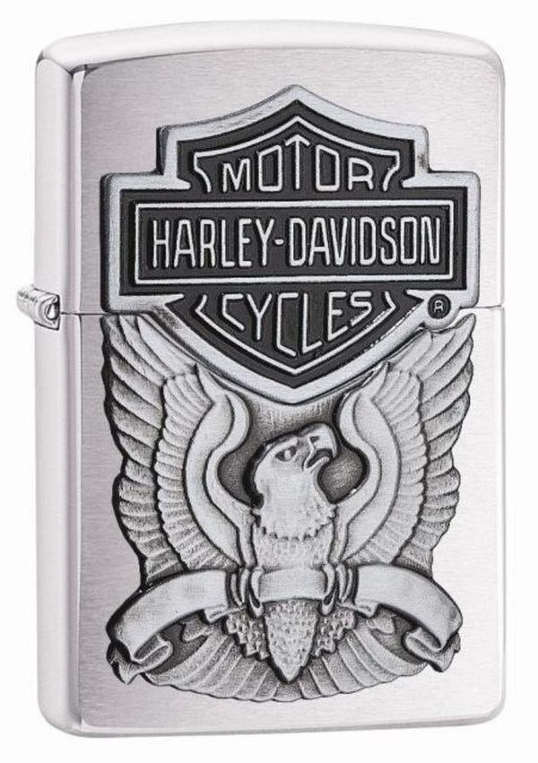 Zippo Harley Davidson Placca Cromo Spazzolato Argento Unisex