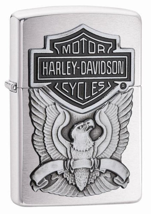 Zippo Harley Davidson Brushed Chrome Plate Silver Unisex