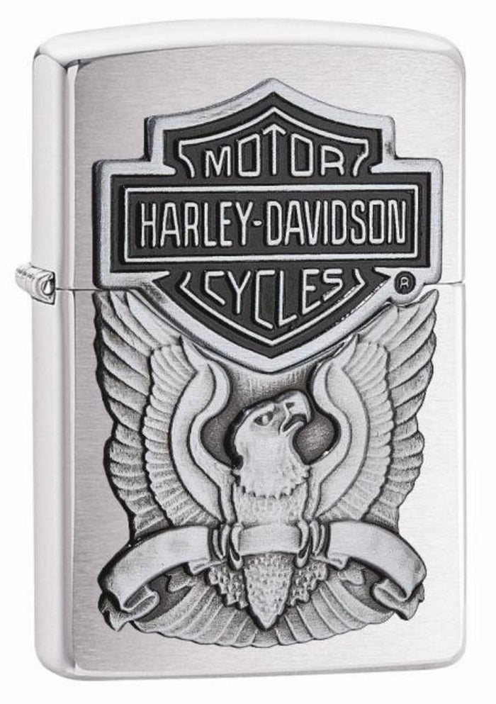 Zippo Harley Davidson Brushed Chrome Plate Silver Unisex 1