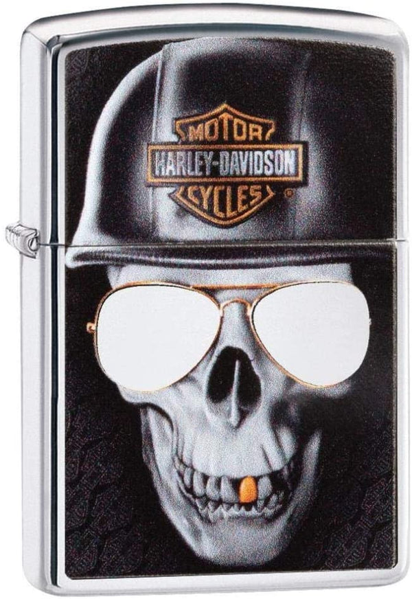 Zippo Skull Harley Skull Davidson Cromato Argento Unisex