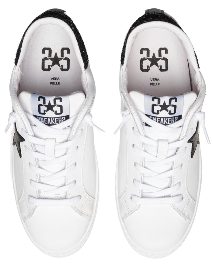 2Star Sneakers One Star Pelle con Glitter Argento Bianco 4
