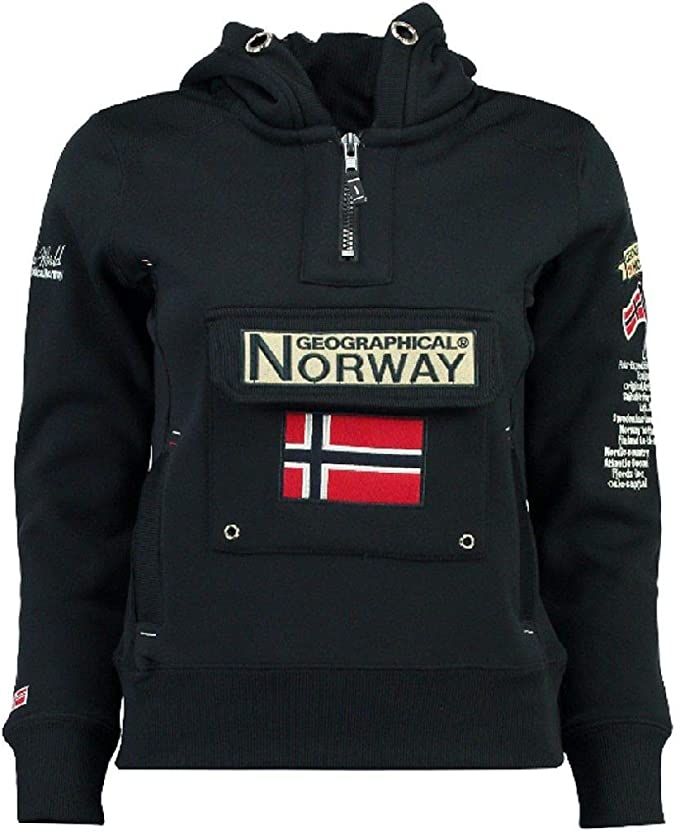 Geographical Norway Hoodie Con Cappuccio Blu Donna 1