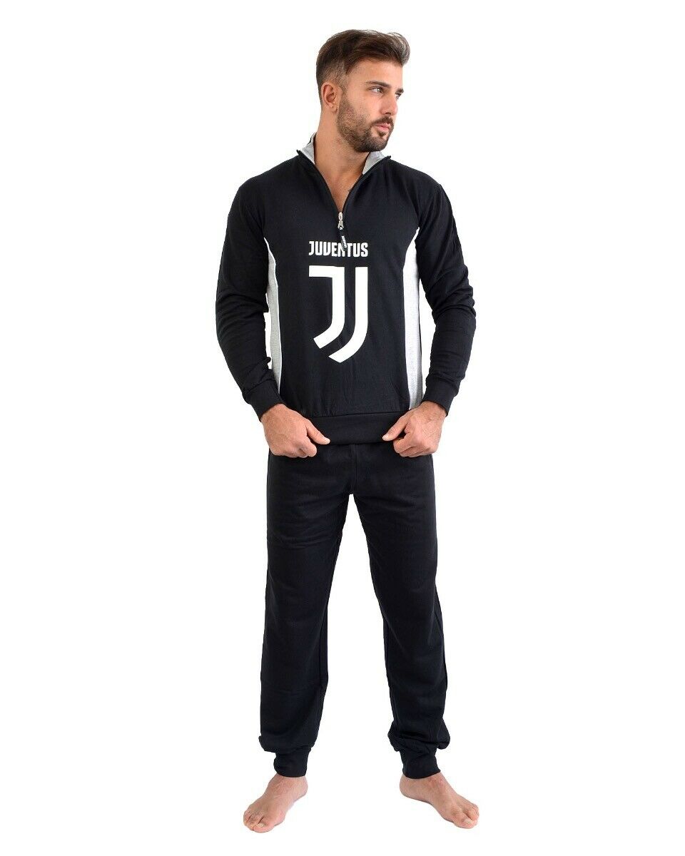 Pigiama completo lungo Juventus fc calcio Nero Uomo caldo cotone